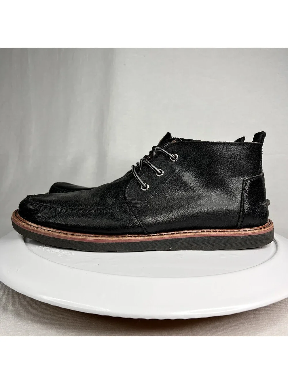 Toms Plaid Lined Men’s Leather Ankle Boots Size 13